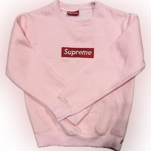 SUPREME Pink Box Logo Crewneck Sweatshirt